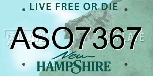 ASO7367 New Hampshire License Plate