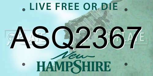 ASQ2367 New Hampshire License Plate