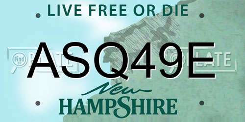 ASQ49E New Hampshire License Plate