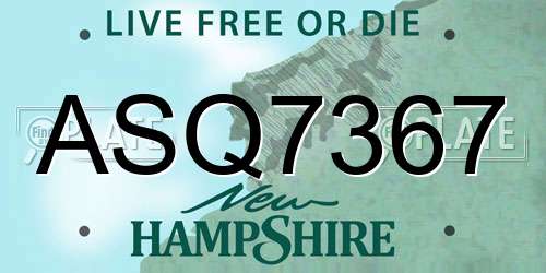ASQ7367 New Hampshire License Plate