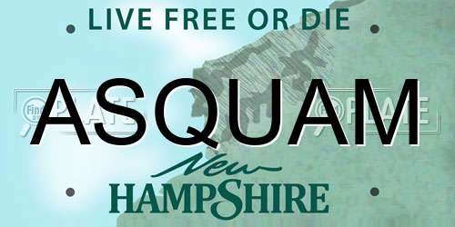 ASQUAM New Hampshire License Plate