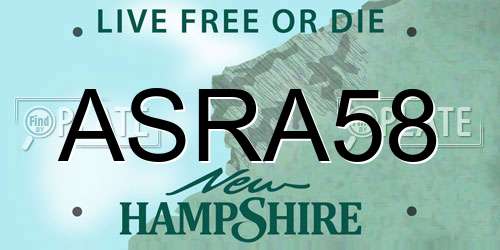ASRA58 New Hampshire License Plate
