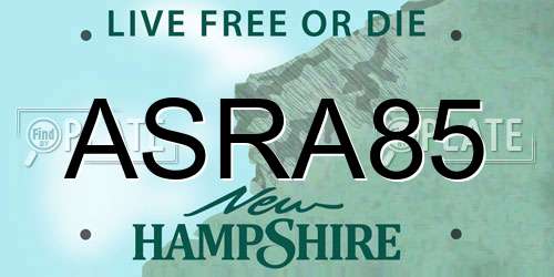ASRA85 New Hampshire License Plate