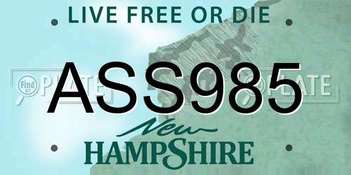 ASS985 New Hampshire License Plate