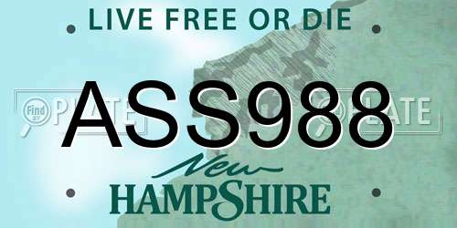 ASS988 New Hampshire License Plate