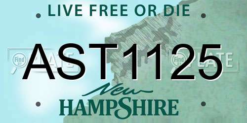AST1125 New Hampshire License Plate