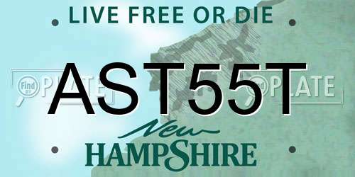 AST55T New Hampshire License Plate