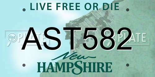 AST582 New Hampshire License Plate