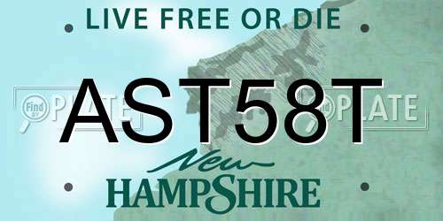 AST58T New Hampshire License Plate