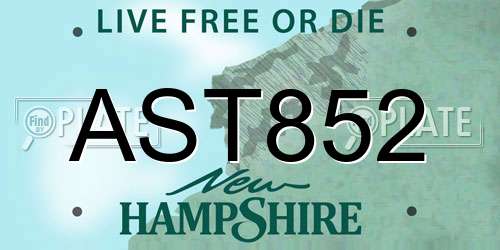 AST852 New Hampshire License Plate