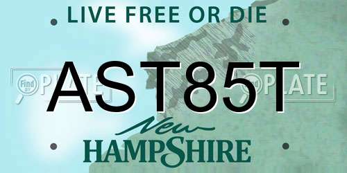 AST85T New Hampshire License Plate