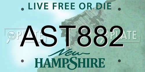 AST882 New Hampshire License Plate