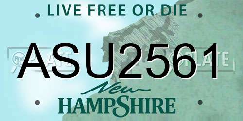 ASU2561 New Hampshire License Plate