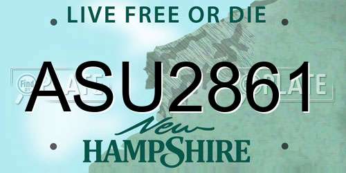 ASU2861 New Hampshire License Plate