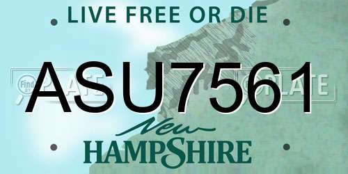 ASU7561 New Hampshire License Plate