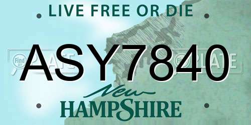 ASY7840 New Hampshire License Plate