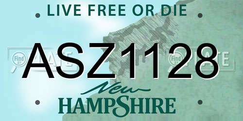 ASZ1128 New Hampshire License Plate