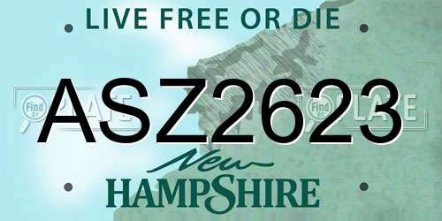 ASZ2623 New Hampshire License Plate