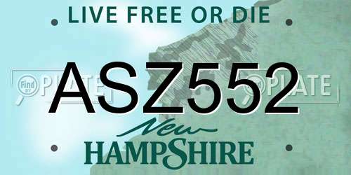 ASZ552 New Hampshire License Plate