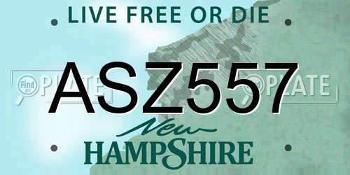 ASZ557 New Hampshire License Plate
