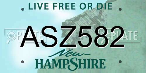 ASZ582 New Hampshire License Plate