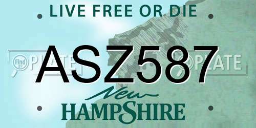 ASZ587 New Hampshire License Plate