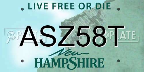 ASZ58T New Hampshire License Plate