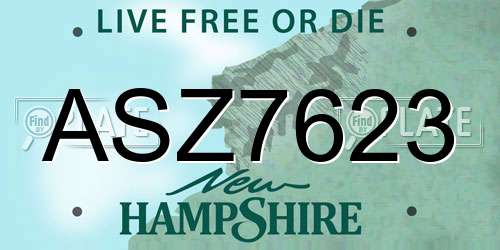 ASZ7623 New Hampshire License Plate