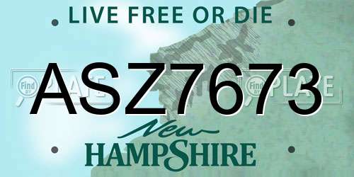 ASZ7673 New Hampshire License Plate
