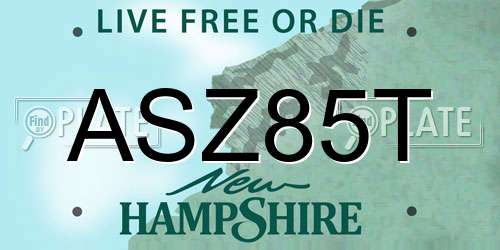 ASZ85T New Hampshire License Plate