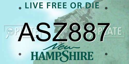 ASZ887 New Hampshire License Plate