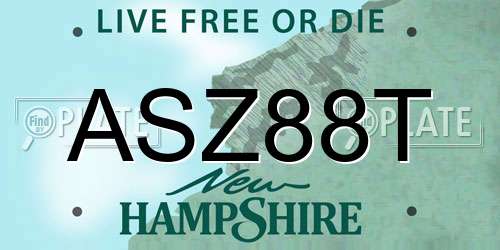 ASZ88T New Hampshire License Plate