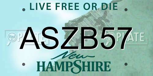 ASZB57 New Hampshire License Plate