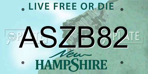 ASZB82 New Hampshire License Plate