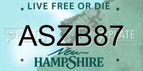 ASZB87 New Hampshire License Plate