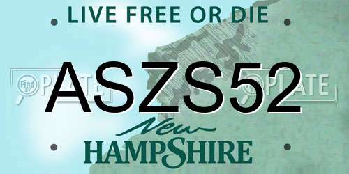 ASZS52 New Hampshire License Plate