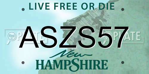 ASZS57 New Hampshire License Plate