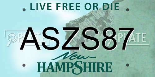 ASZS87 New Hampshire License Plate