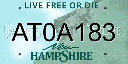 AT0A183 New Hampshire License Plate