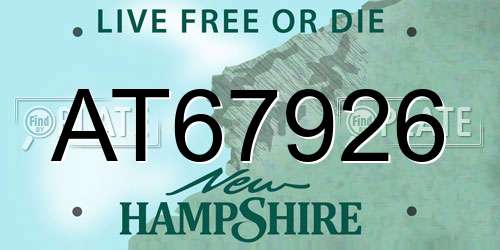 AT67926 New Hampshire License Plate
