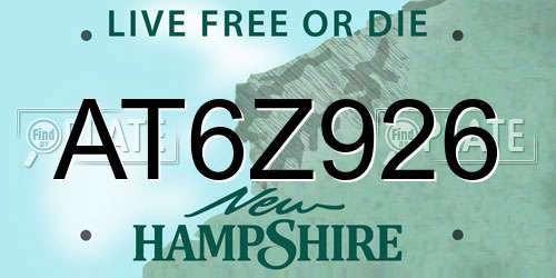 AT6Z926 New Hampshire License Plate
