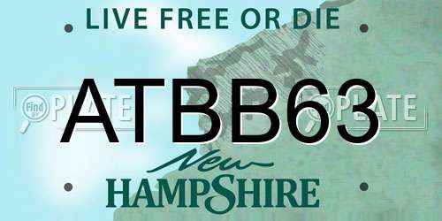 ATBB63 New Hampshire License Plate