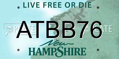 ATBB76 New Hampshire License Plate