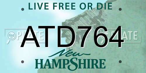 ATD764 New Hampshire License Plate
