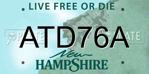 ATD76A New Hampshire License Plate