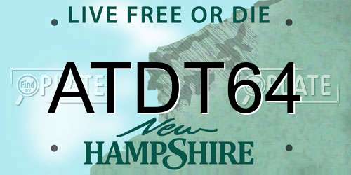 ATDT64 New Hampshire License Plate