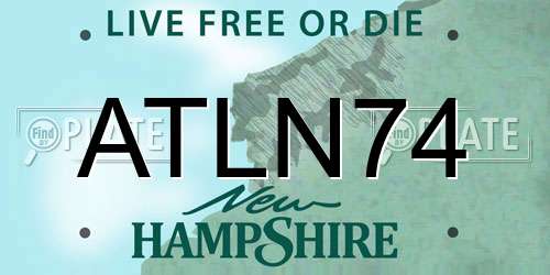 ATLN74 New Hampshire License Plate