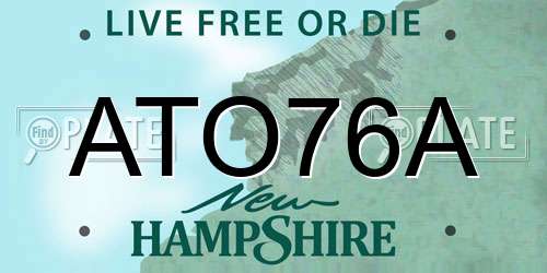 ATO76A New Hampshire License Plate