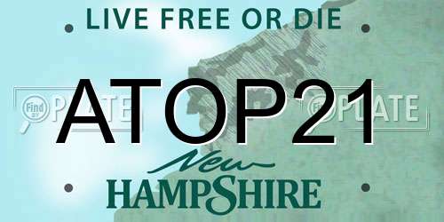 ATOP21 New Hampshire License Plate