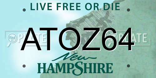 ATOZ64 New Hampshire License Plate